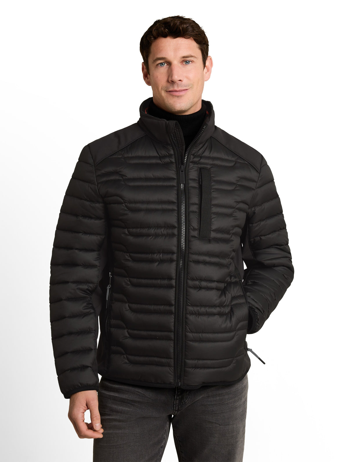 Tom Tailor Black Water-Repellent Jacket With Stand-Up Collar & Zip Pockets