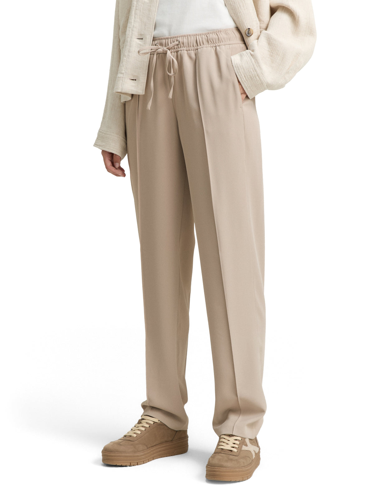 Tom Tailor Soft Taupe Grey Loose Straight Pants