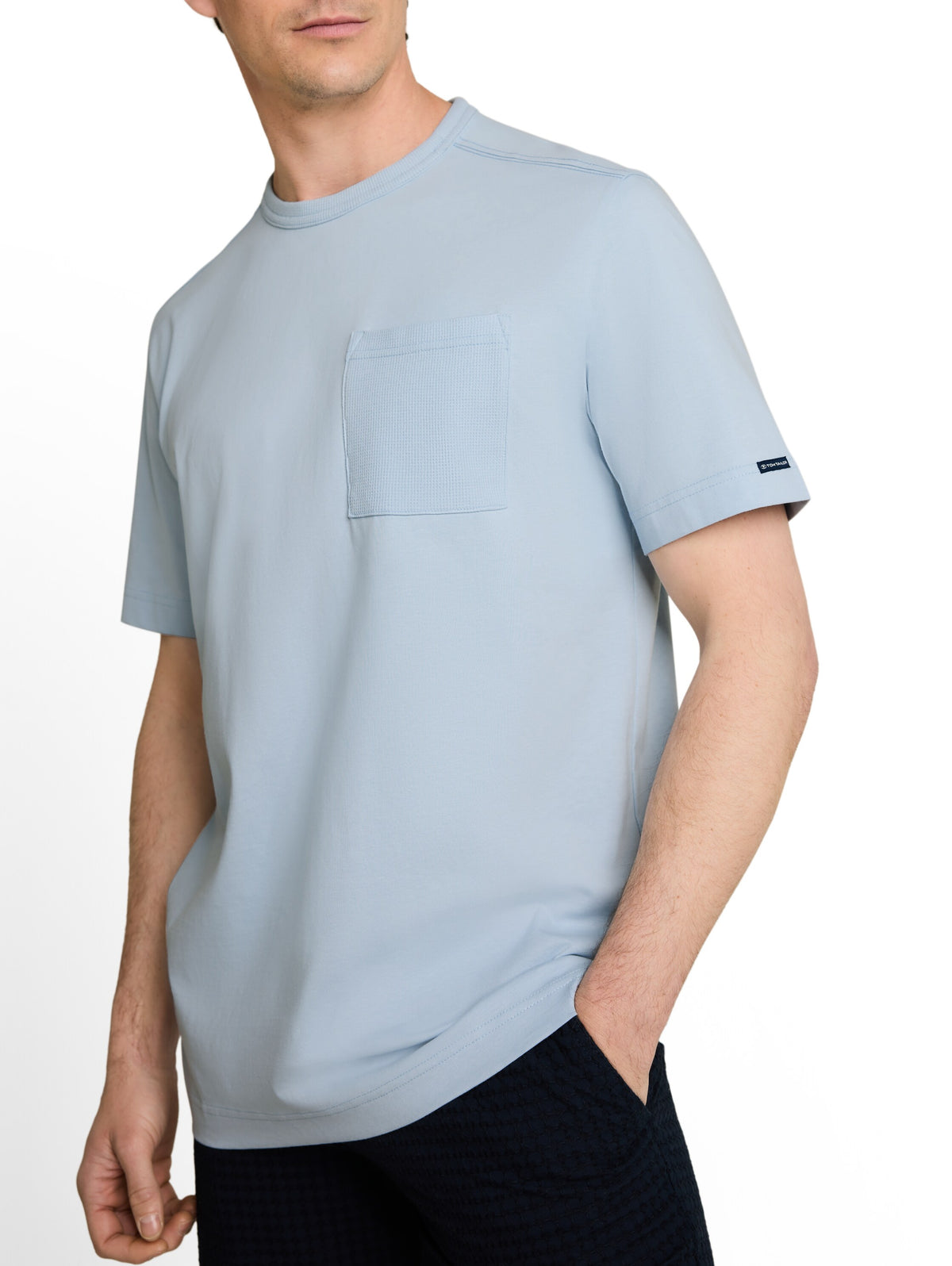 Tom Tailor Light Blue Cotton T-Shirt with Chest Pocket