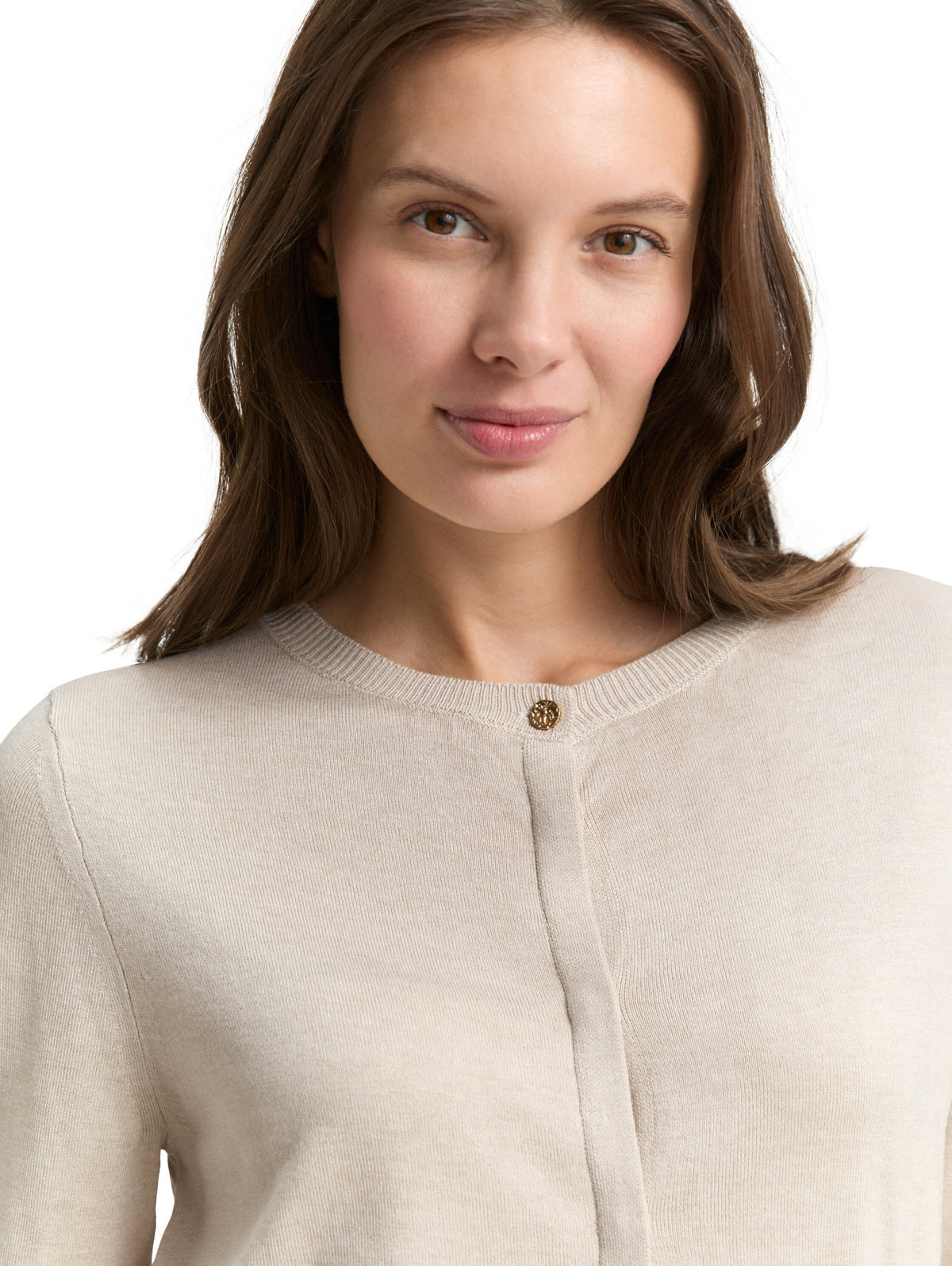Tom Tailor Beige Cardigan with Concealed Button Placket
