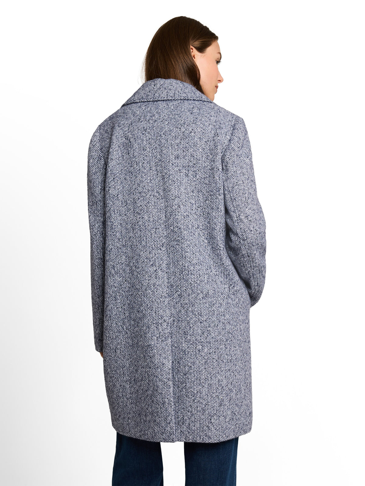 Tom Tailor Blue Boucle Structure Coat with lapel Collar