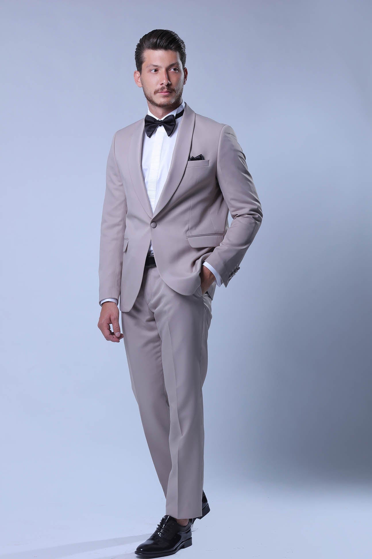 Beige TWN Tuxedo Classy Designed Suit