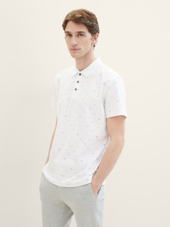 White Polo With An All-Over Print