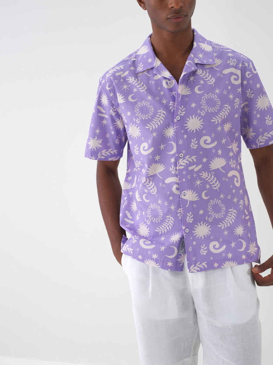 Xint Short Sleeves Printed Purple Shirt