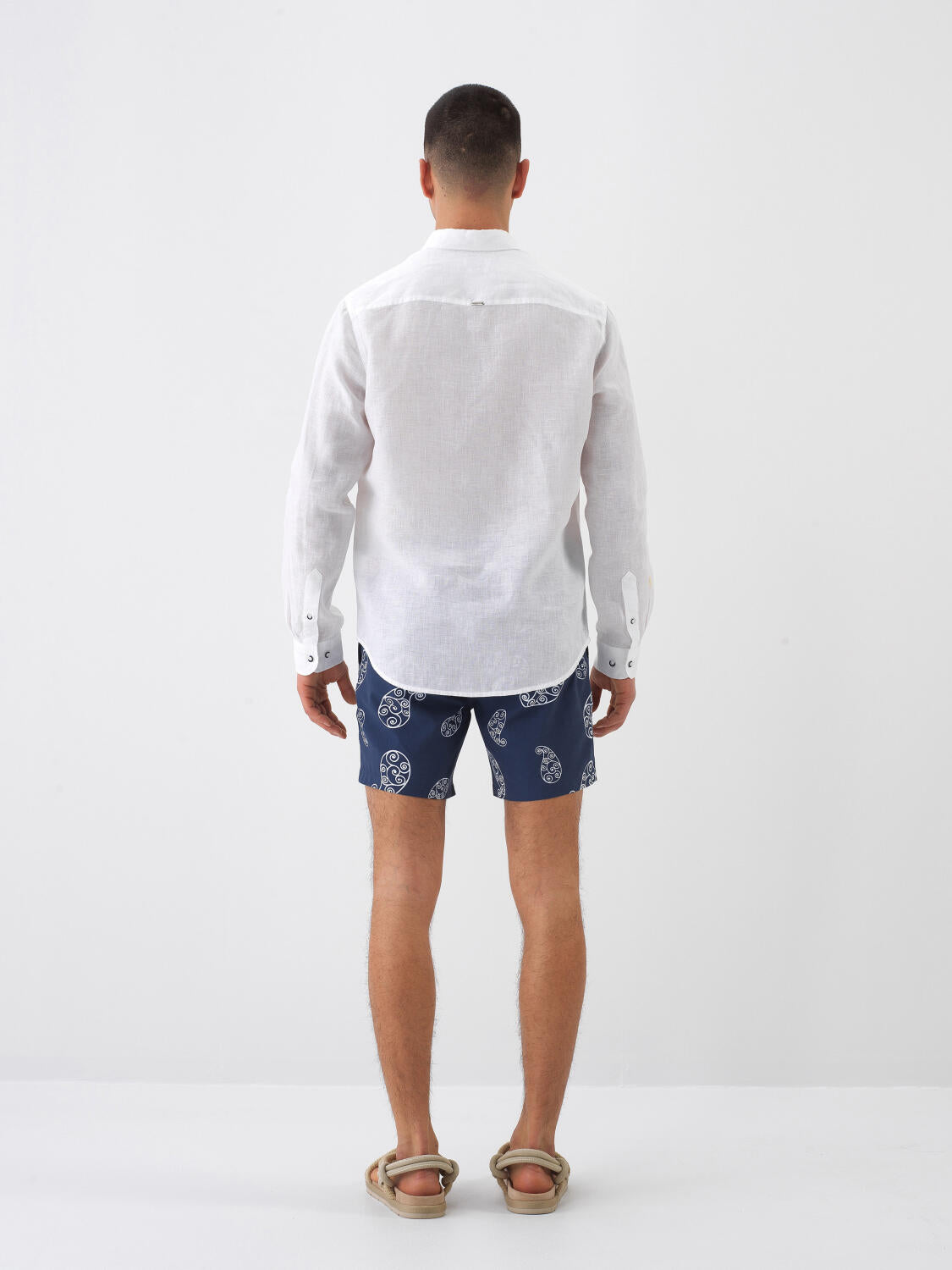 Xint White Regular Fit Linen Long Sleeved Shirt