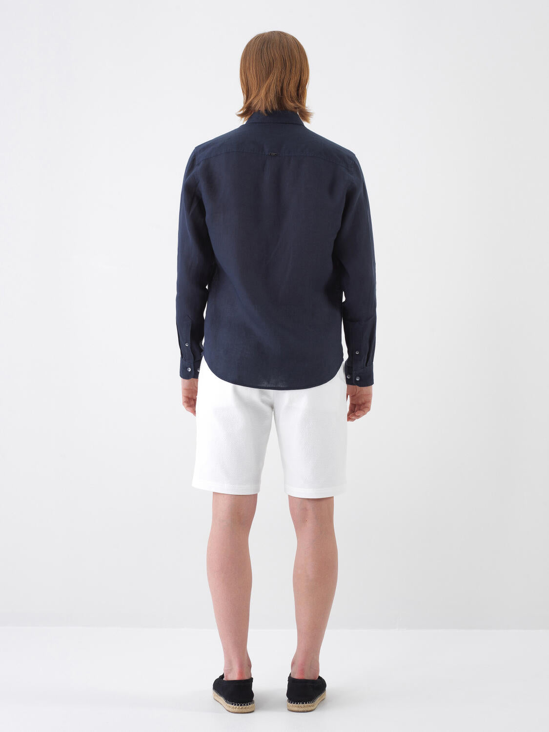 Xint Navy Regular Fit Linen Long Sleeved Shirt