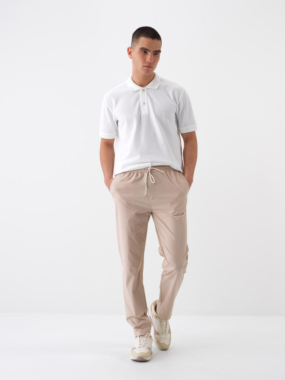 Xint Slim Fit Cotton Beige Jogger Pant