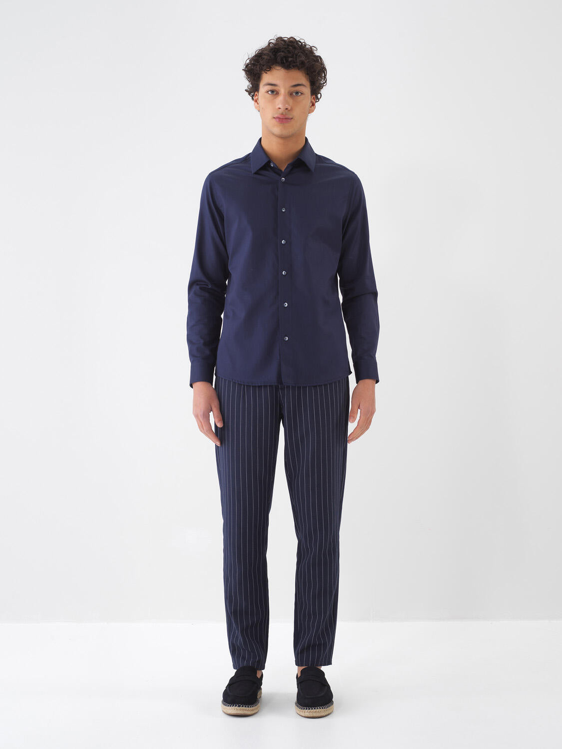 Xint Navy Slim Fit Linen Pant