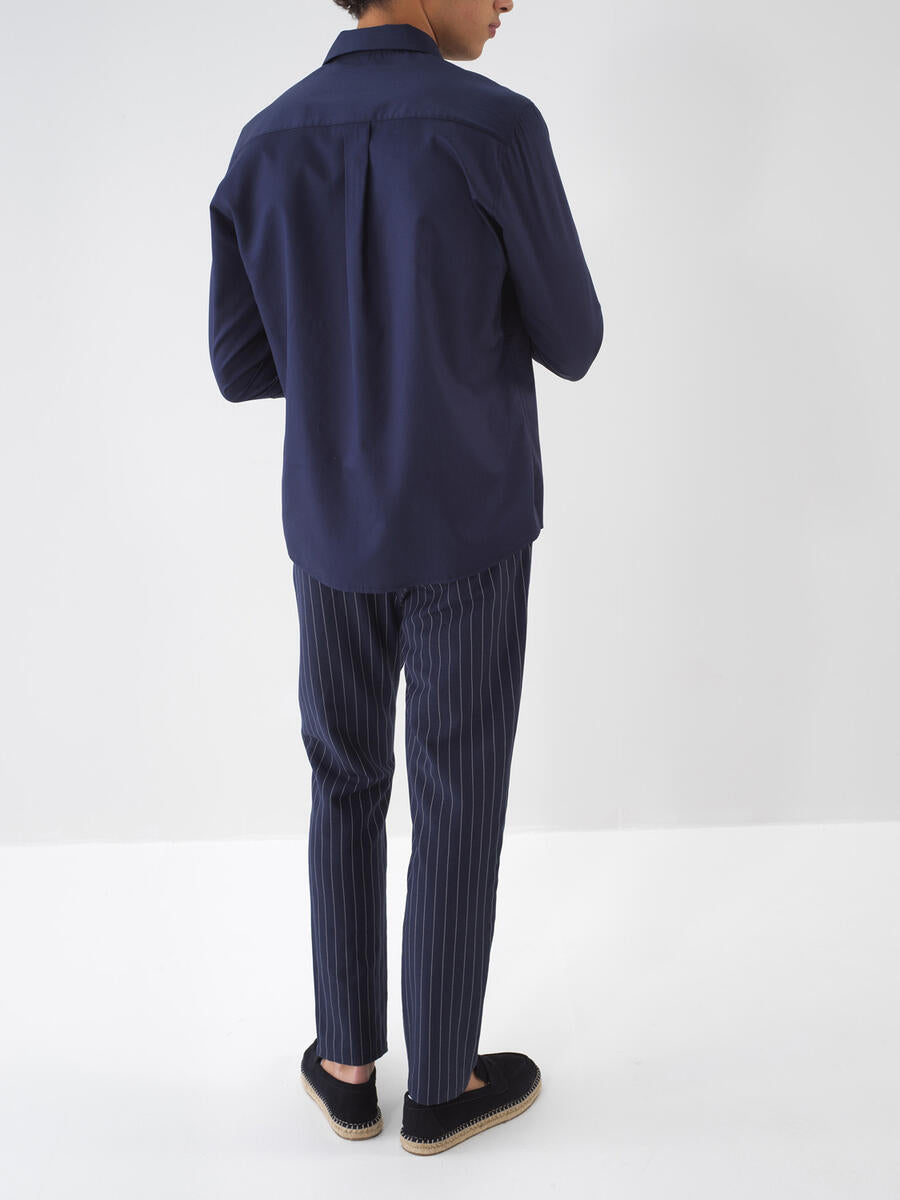 Xint Navy Slim Fit Linen Pant