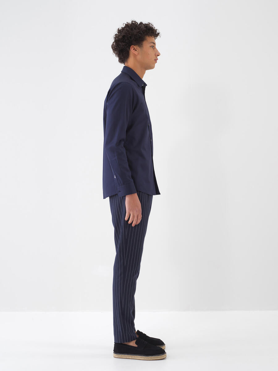 Xint Navy Slim Fit Linen Pant