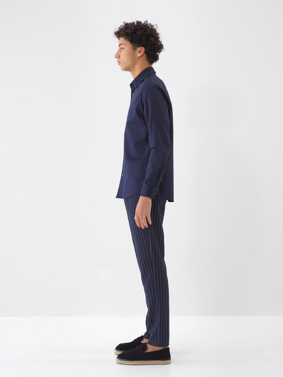 Xint Navy Slim Fit Linen Pant