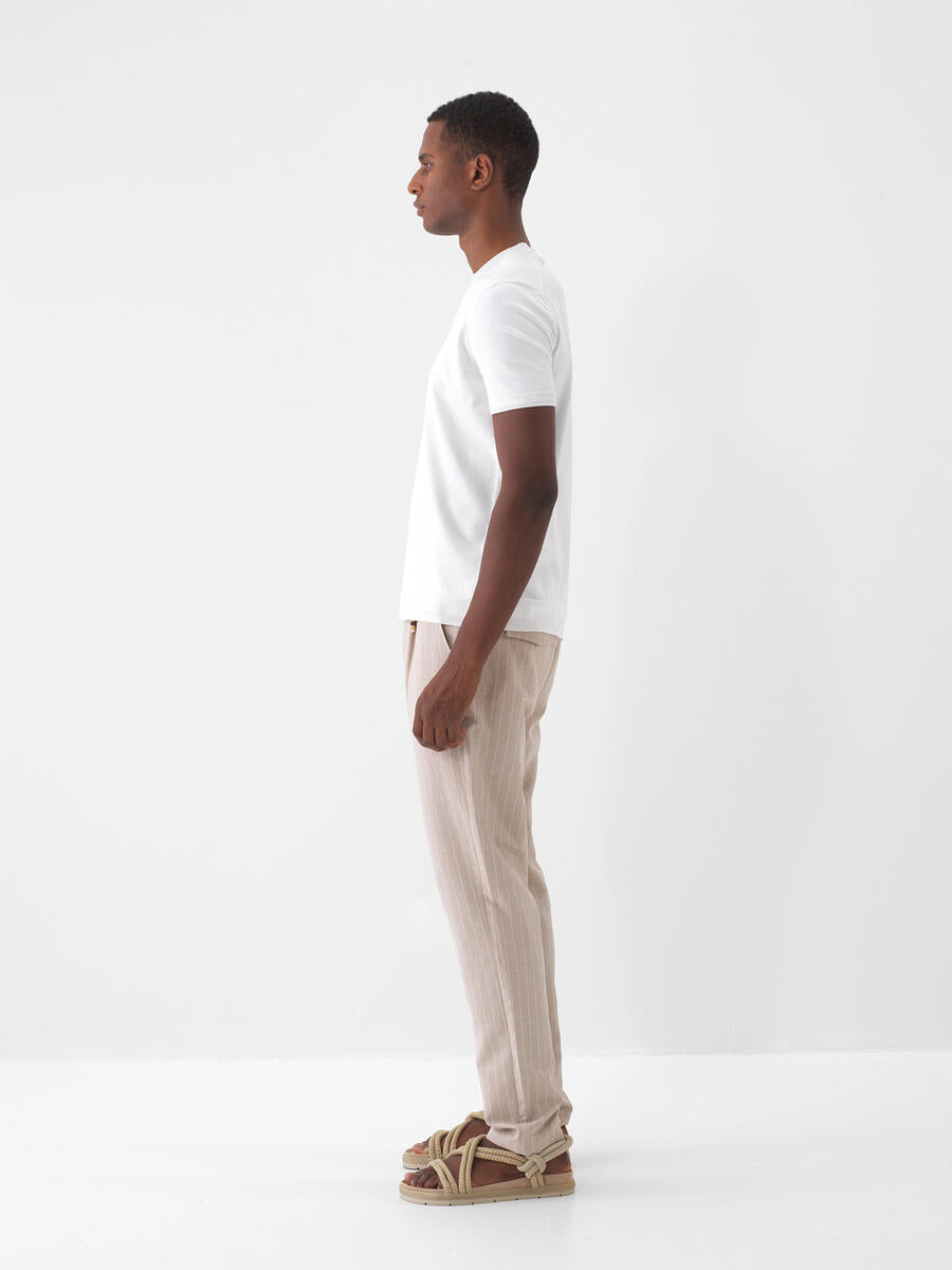 Xint Beige Slim Fit Linen Pant