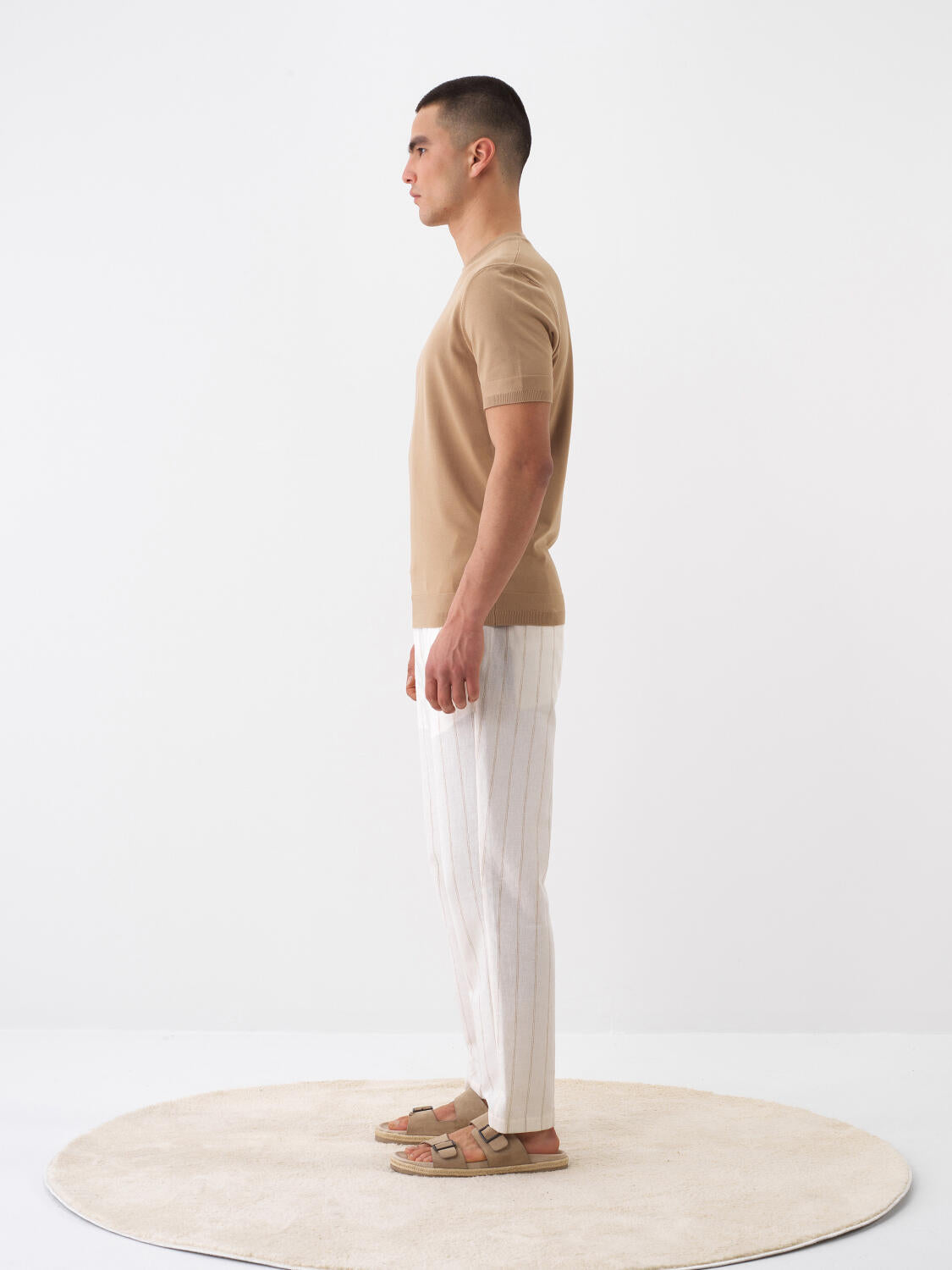 Xint Regular Fit Camel Round Neck T-shirt