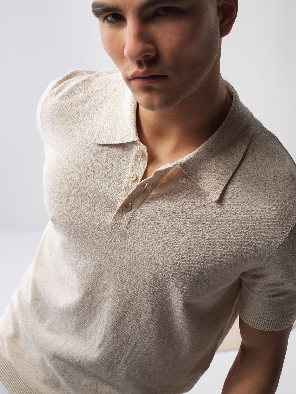 Xint Beige Oversizer Linen Polo