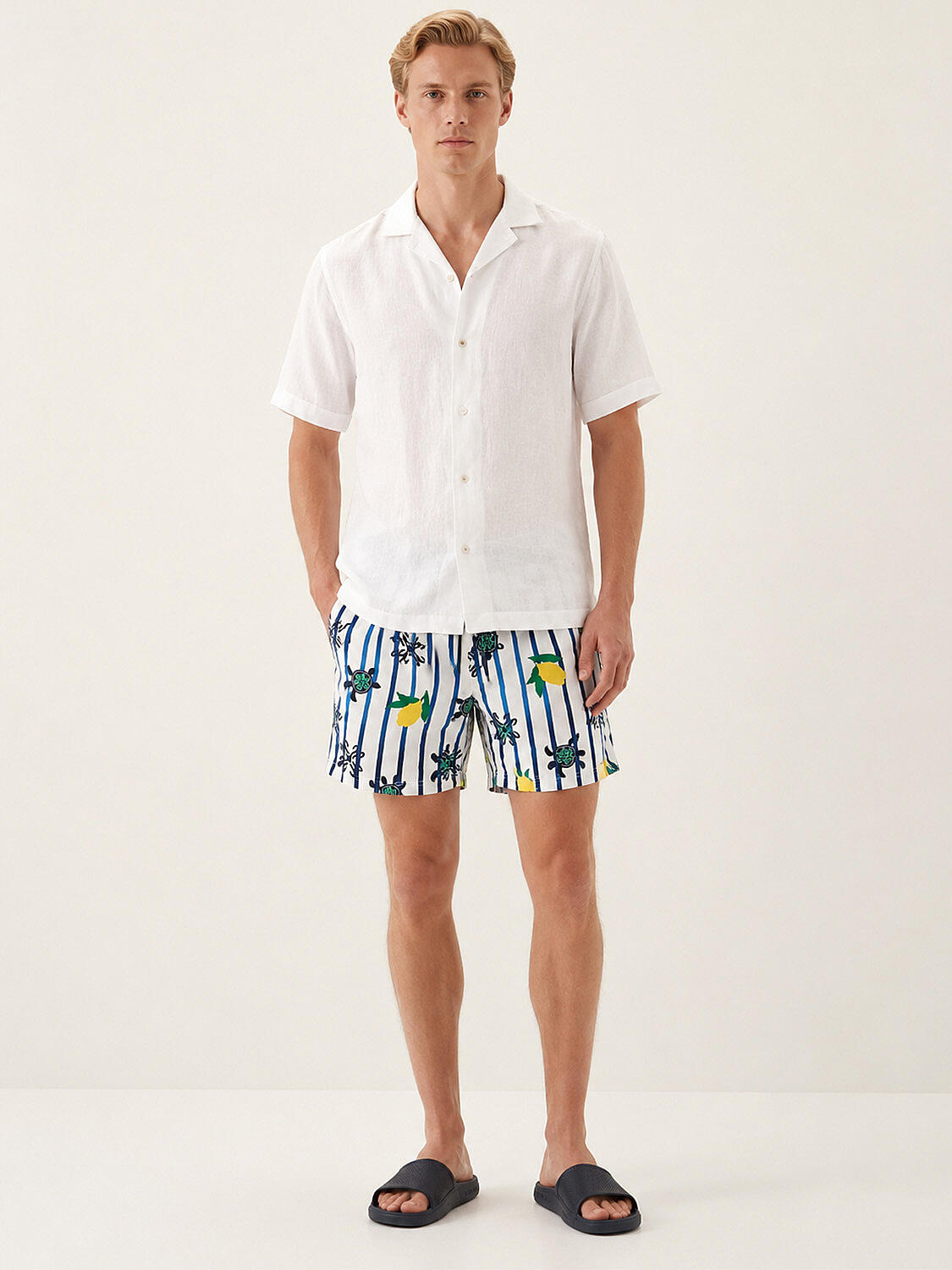 Xint Regular Fit Swim Short With Striped Design