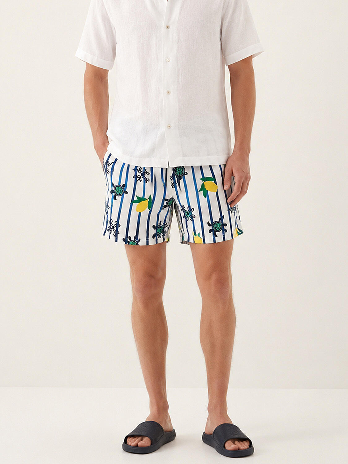 Xint Regular Fit Swim Short With Striped Design