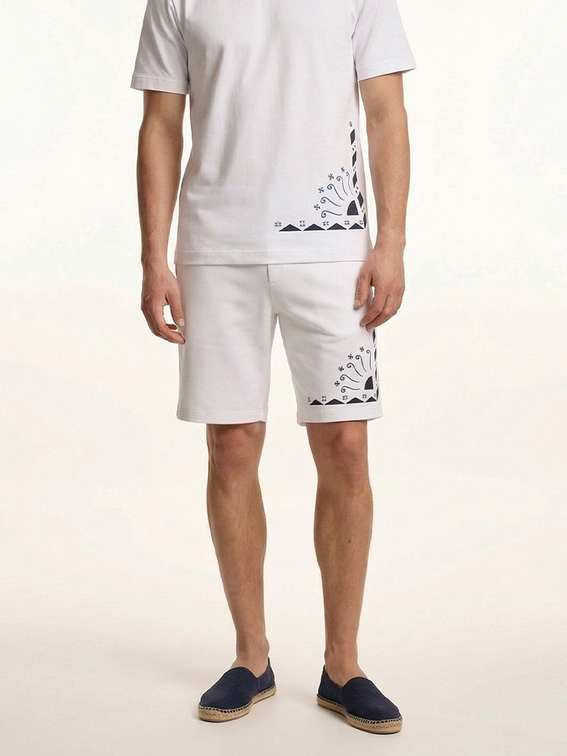 Xint White Printed Design Cotton Texture Short