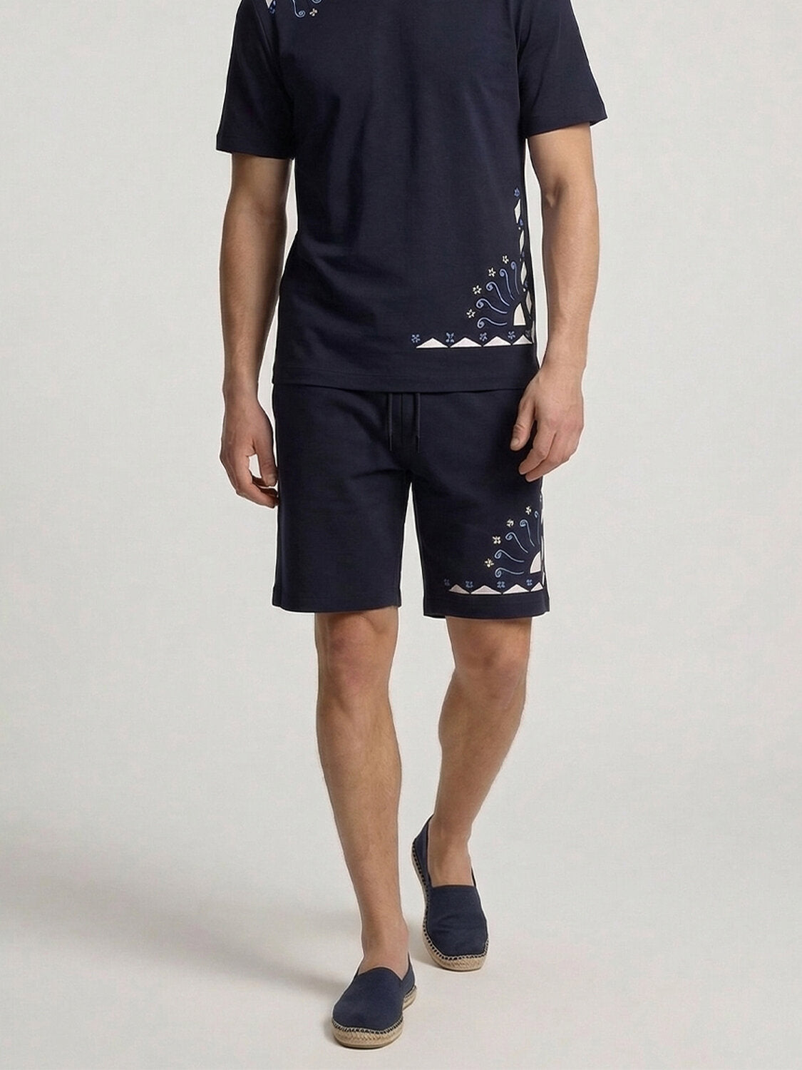 Xint Navy Printed Design Cotton Texture Short