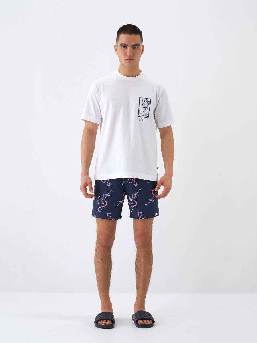 Xint Navy Regular Fit Swim Short With Design