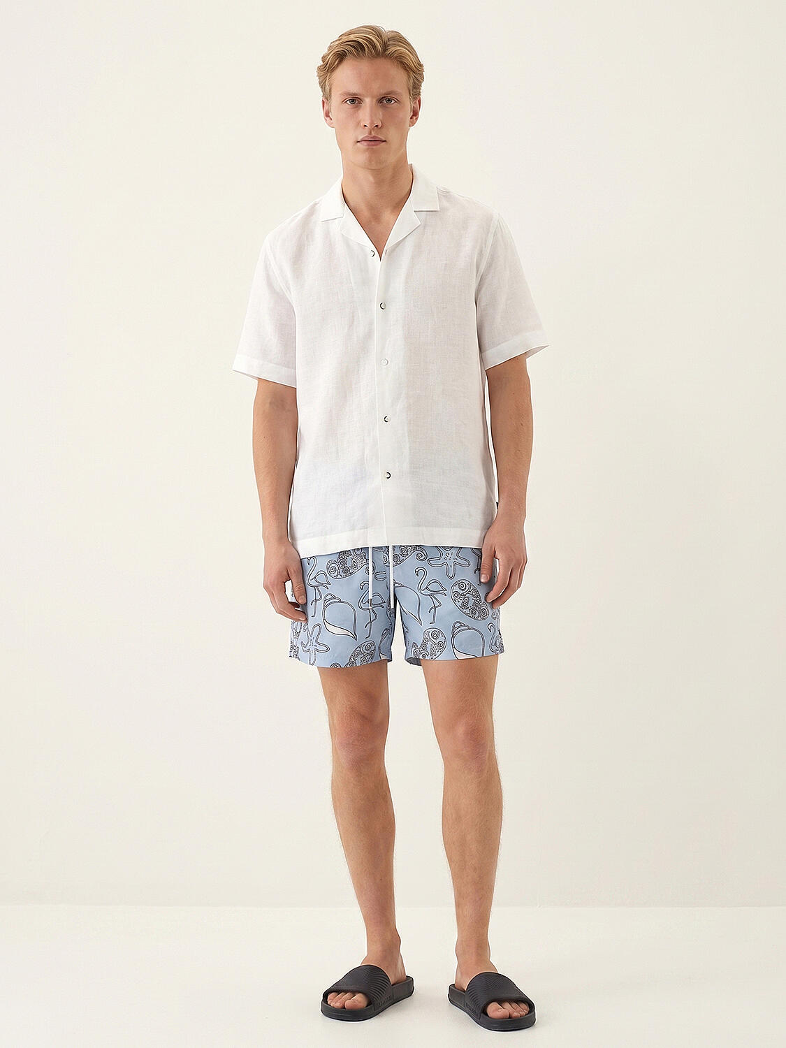 Xint Blue Regular Fit Swim Short With Printed Design