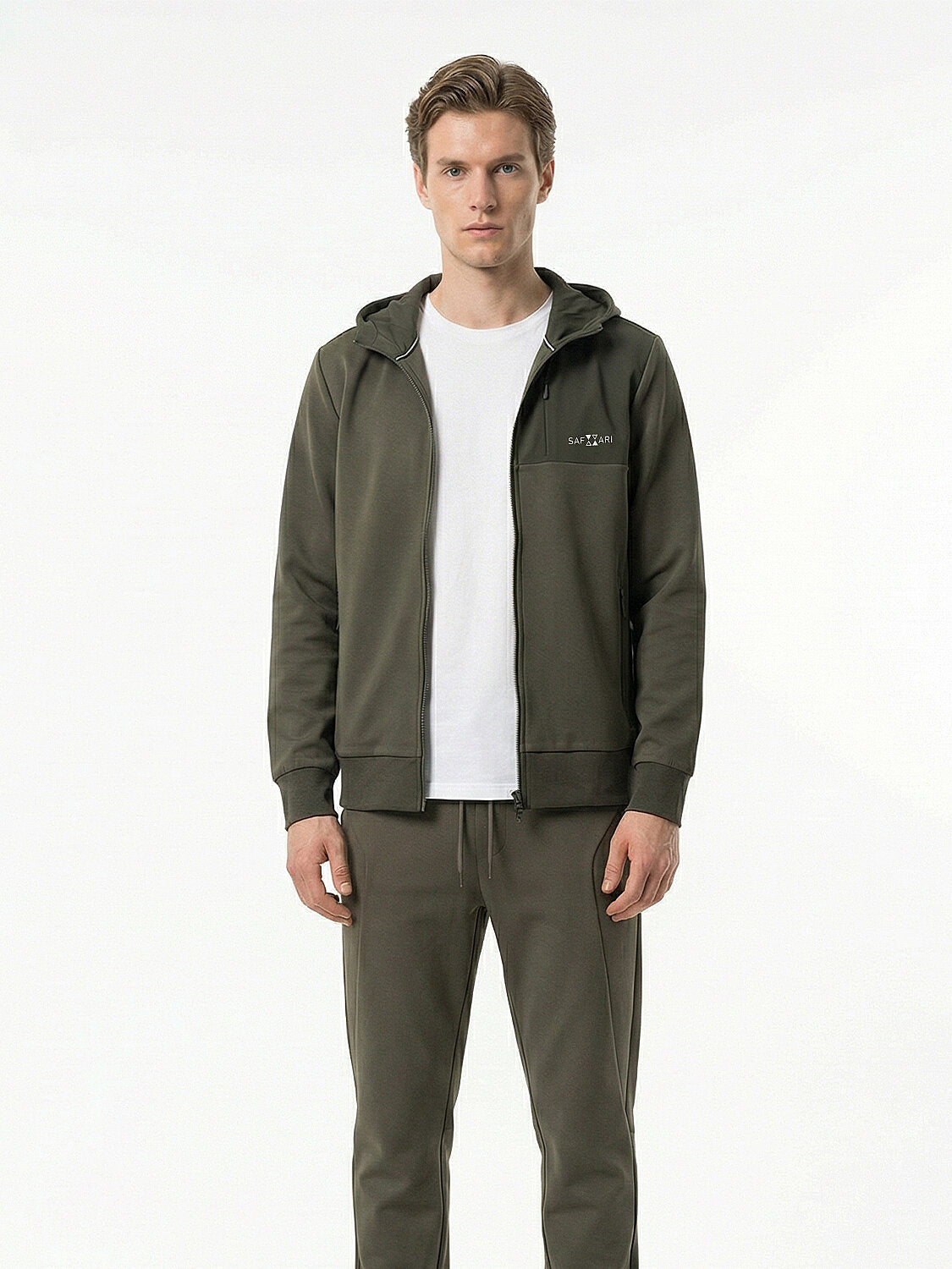 Xint Olive Cotton Textured Regular Fit Sweater