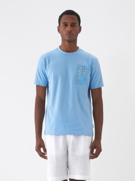 Xint Men Blue T-shirt With Summer Vibes Design