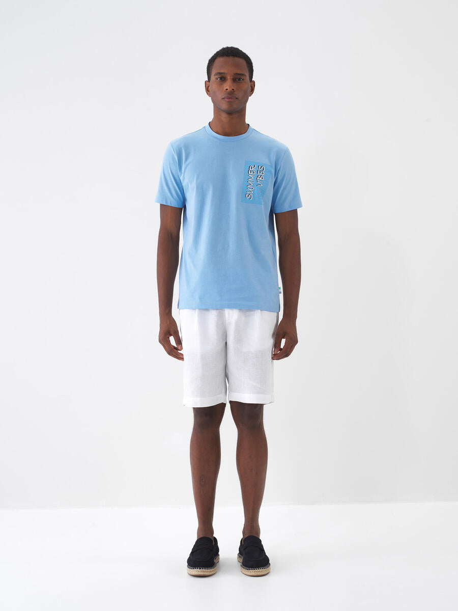 Xint Men Blue T-shirt With Summer Vibes Design