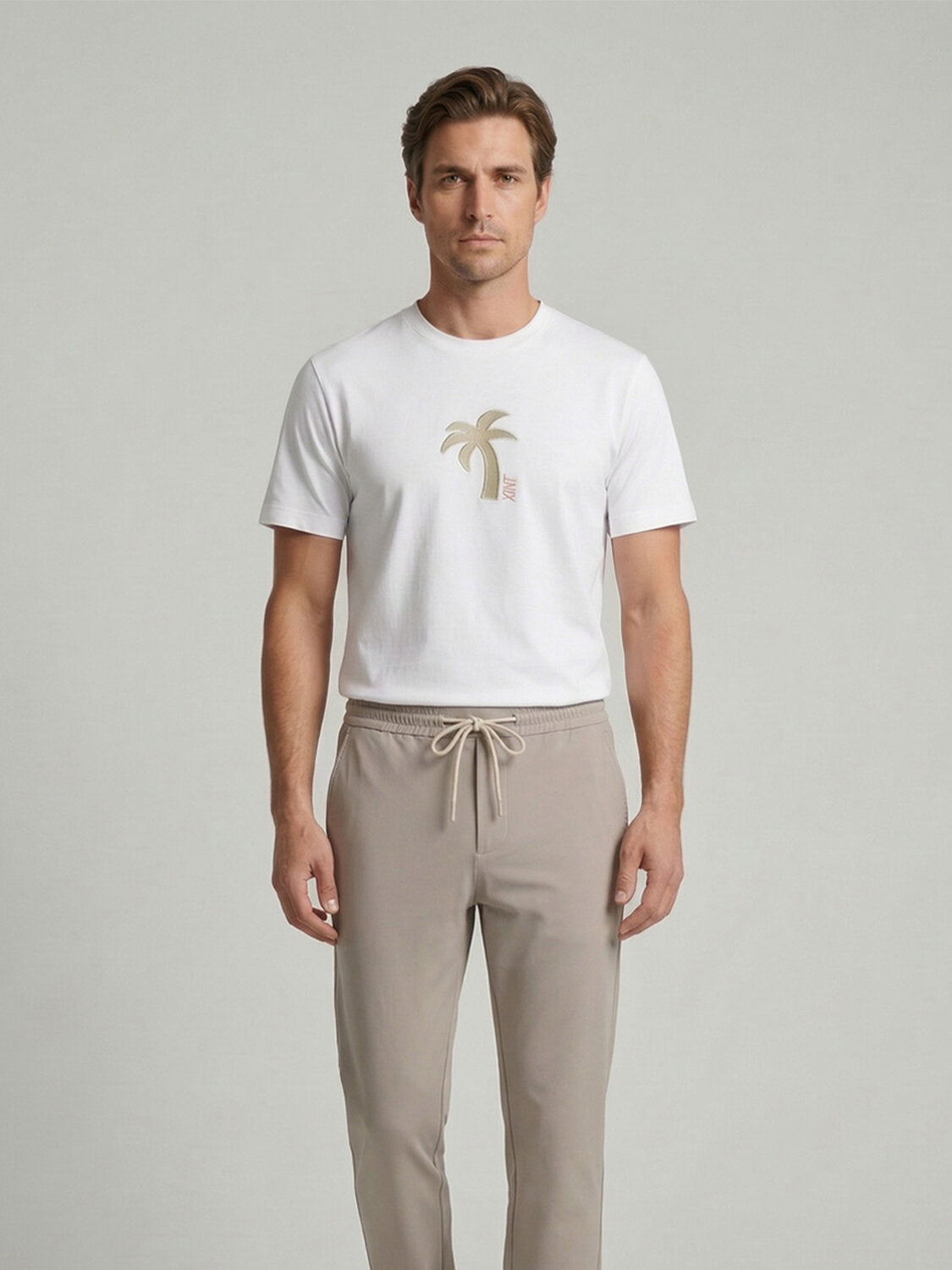 Xint White Printed Design Regular Fit T-Shirt