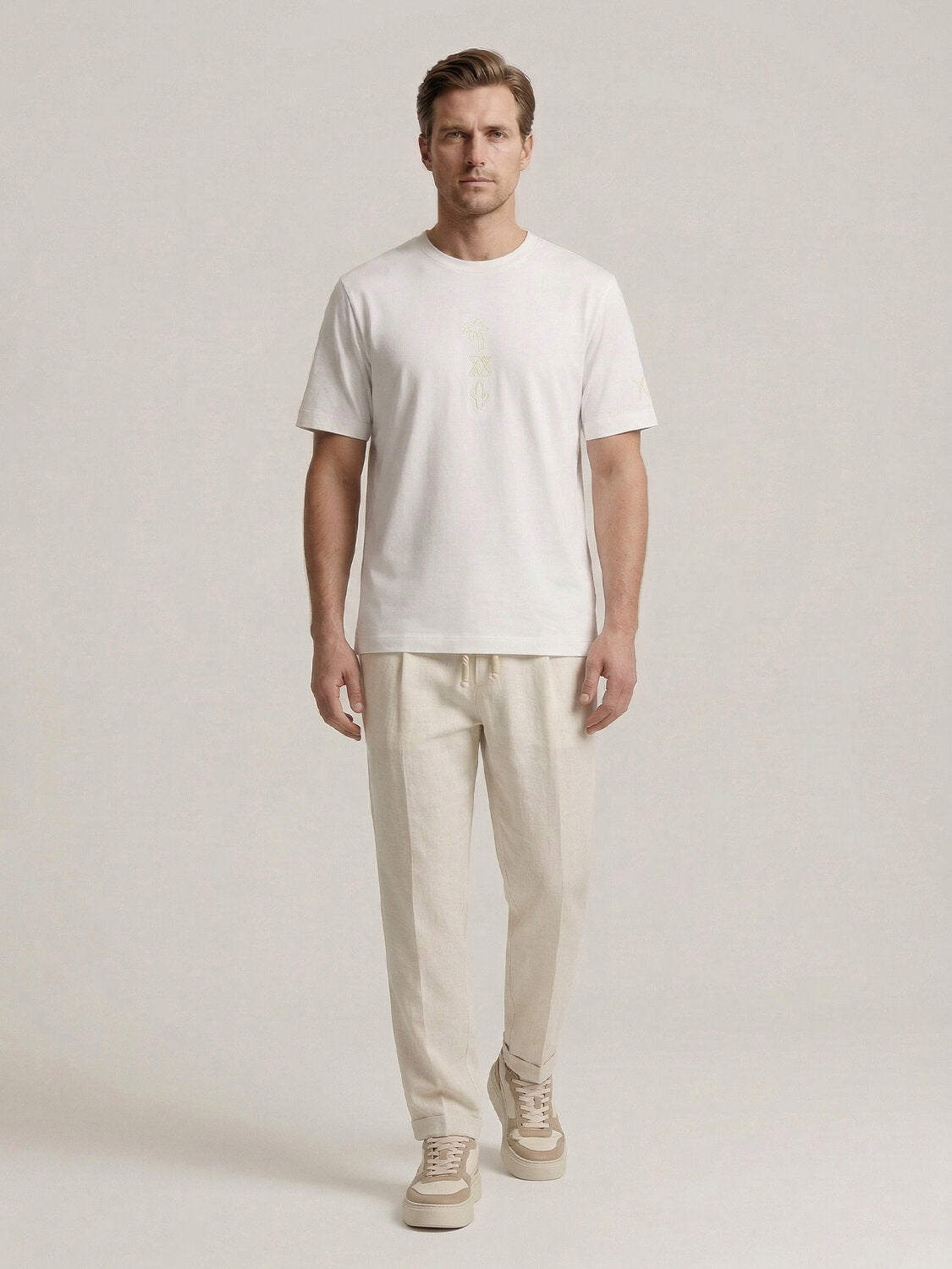 Xint White Printed Design Regular Fit T-Shirt