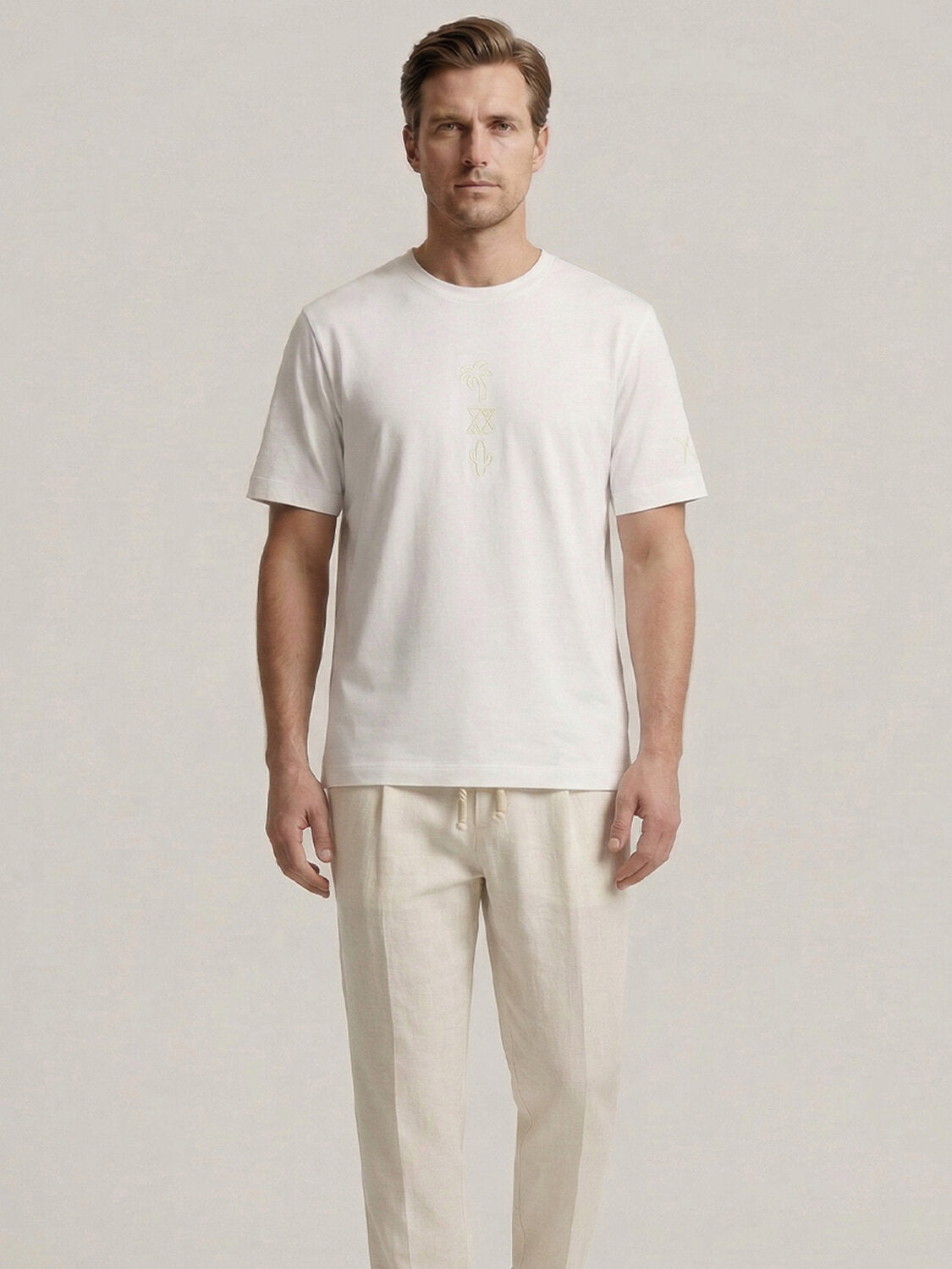 Xint White Printed Design Regular Fit T-Shirt