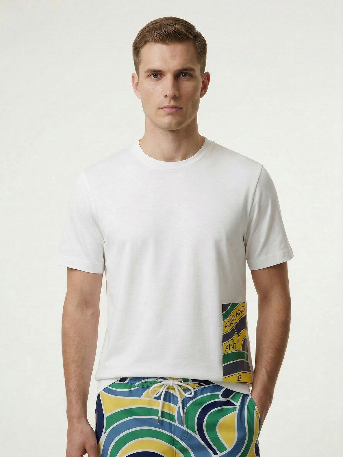 Xint White Cotton Printed Design T-Shirt