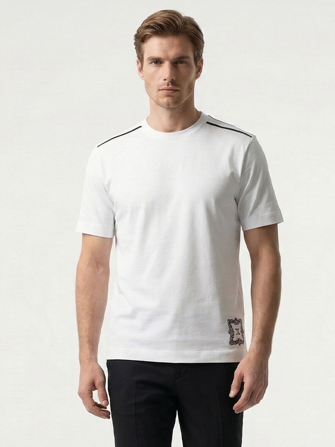 Xint White Round Neck With Back Design T-shirt