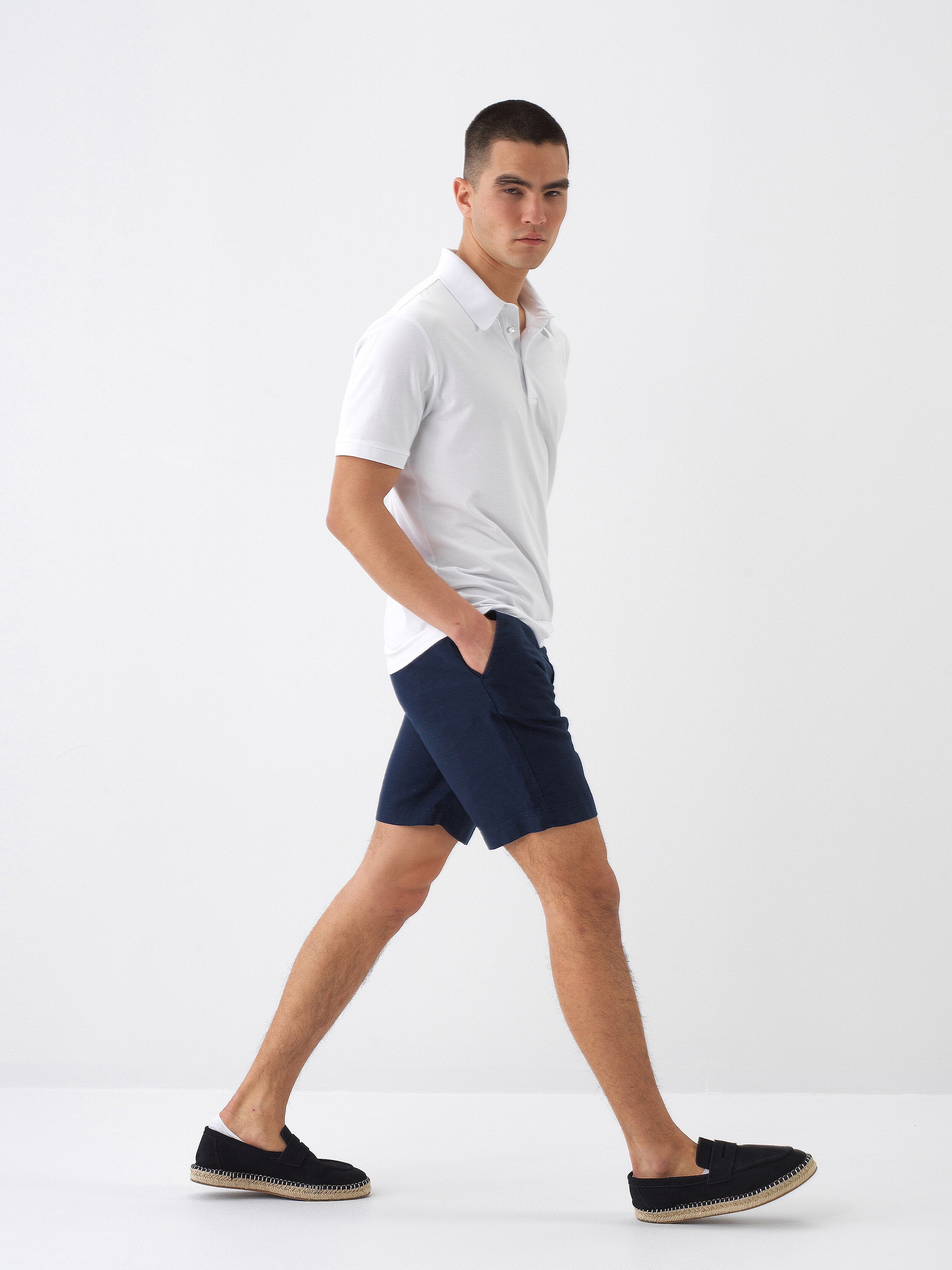 Xint White Cotton Textured Slim Fit Polo