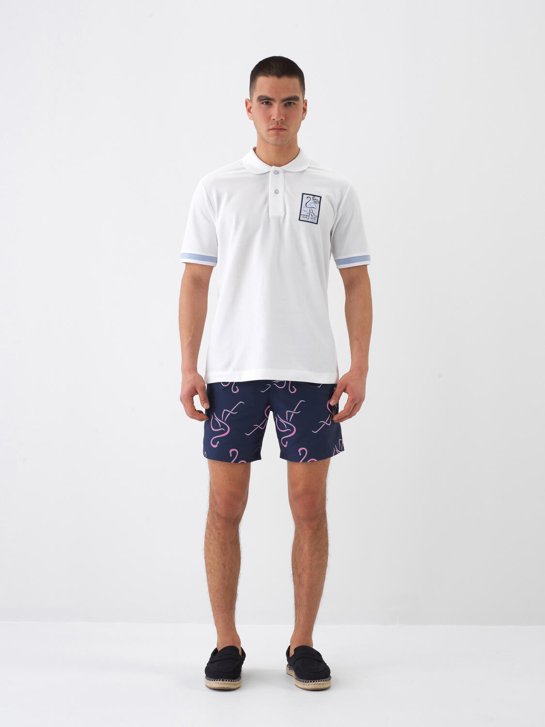 Xint White Cotton Polo With Design
