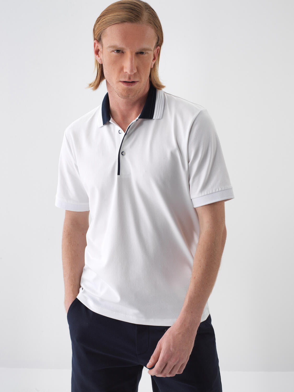 Xint Slim Fit White Cotton Polo
