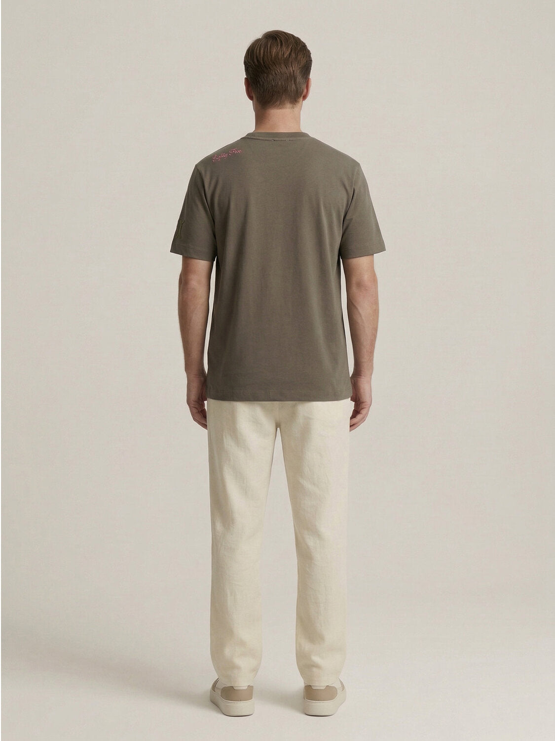 Xint Olive Printed Design Regular Fit T-Shirt