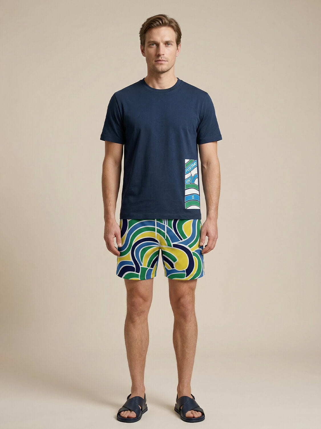 Xint Navy Cotton Printed Design T-Shirt