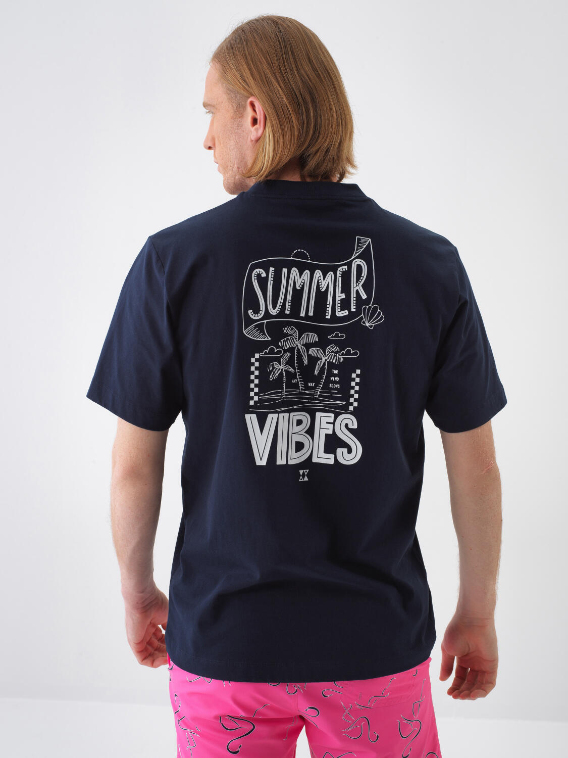 Xint Navy Regular Fit T-shirt With Back Design