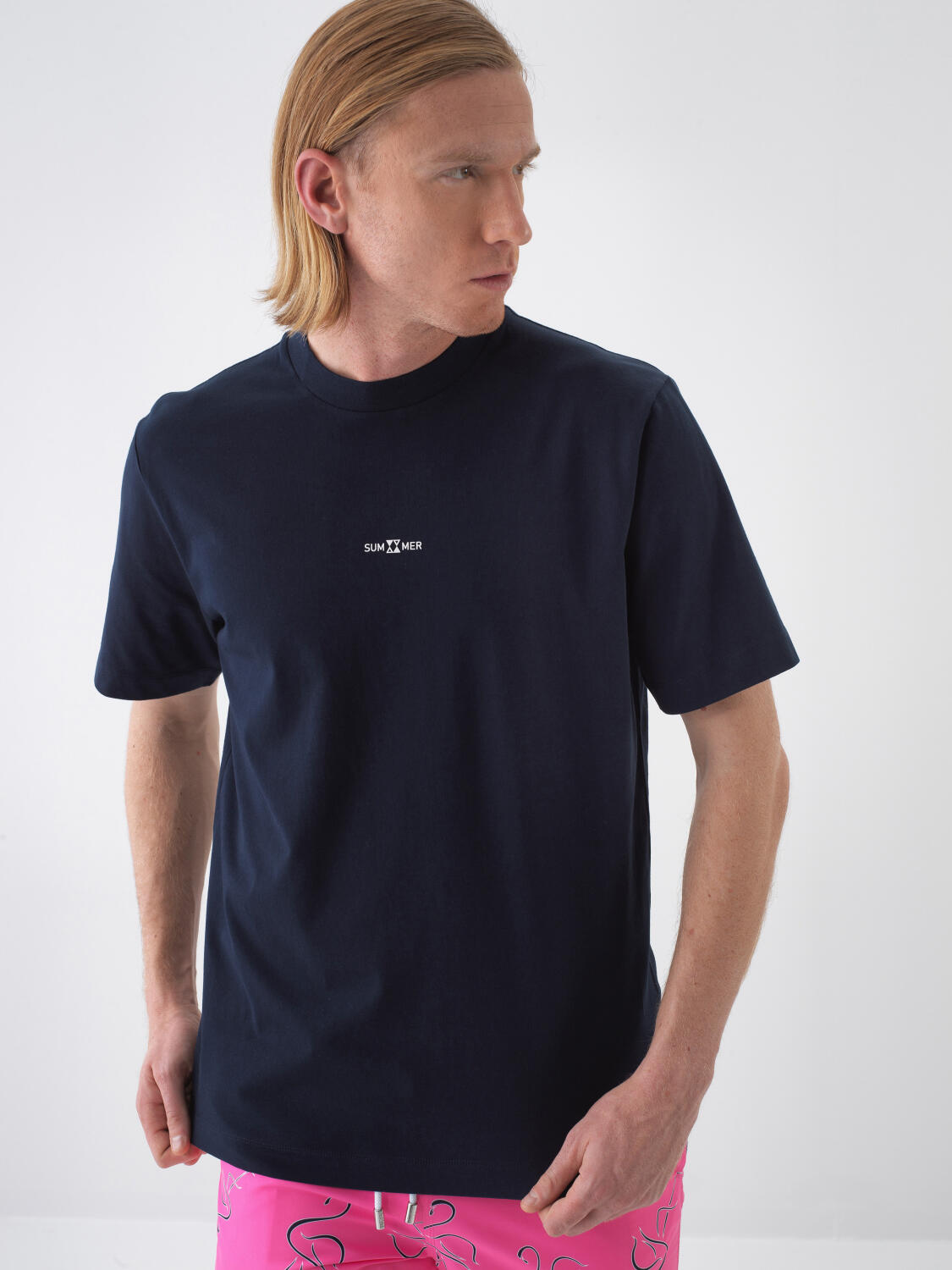 Xint Navy Regular Fit T-shirt With Back Design