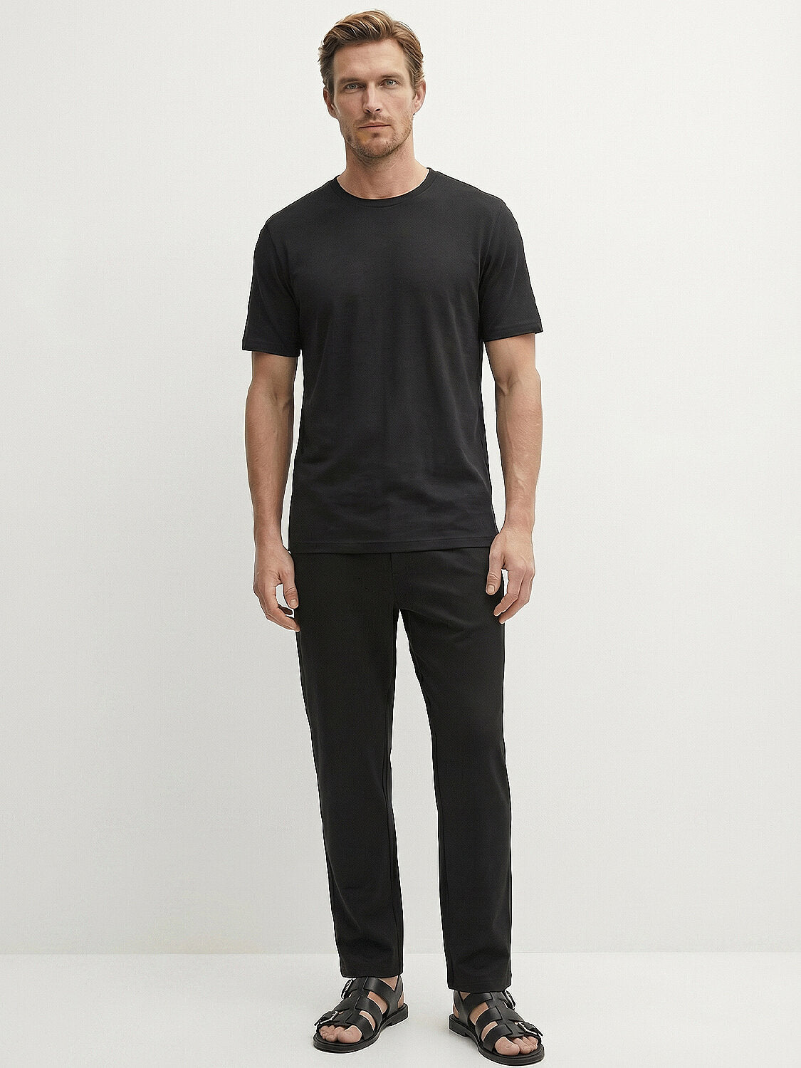 Xint Black Cotton Slim Fit T-Shirt