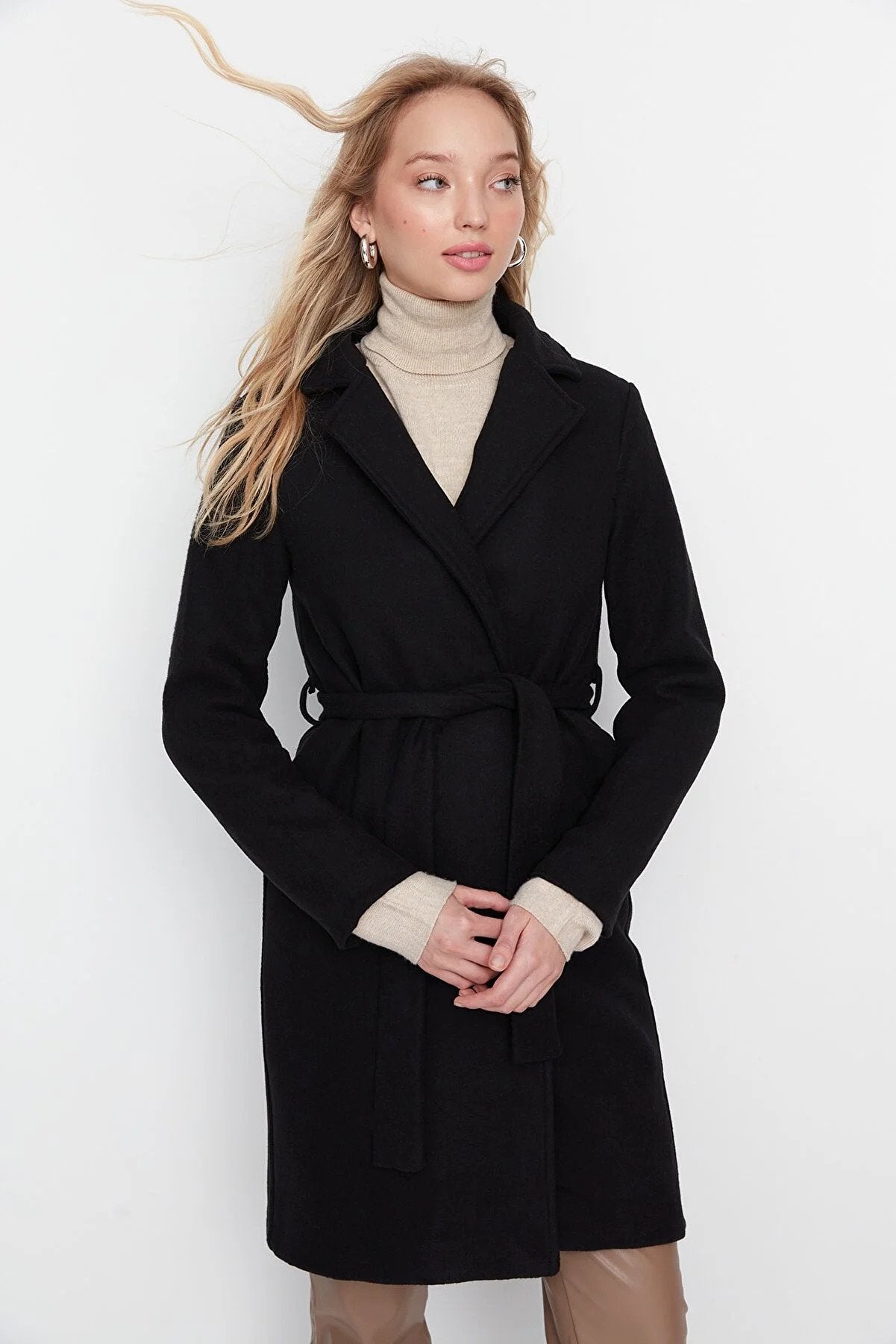 Trendyol Long Basic Black Coat