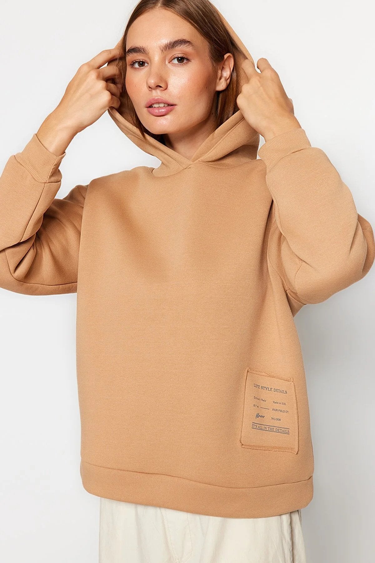 Trendyol Relaxed Fit Beige Hoodie