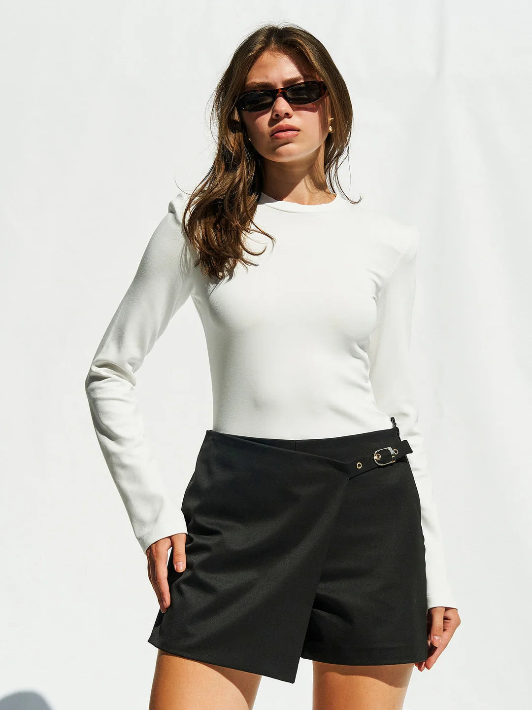 Lefon Crew Neck Padded White Top Body Suit