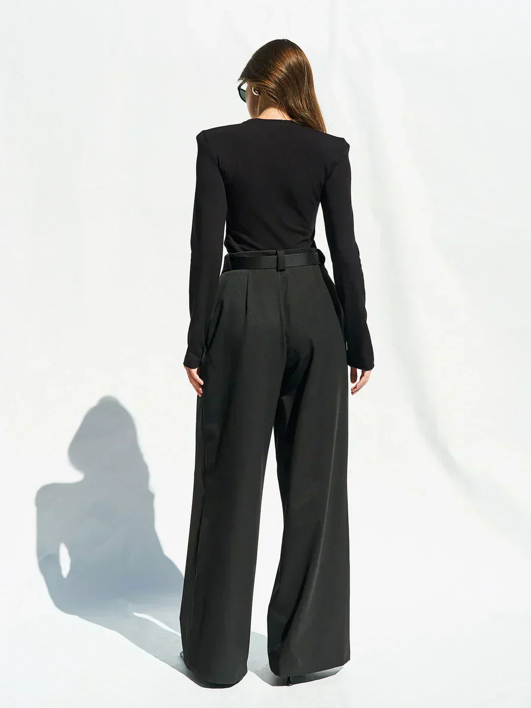 Lefon Crew Neck Padded Black Top Body Suit