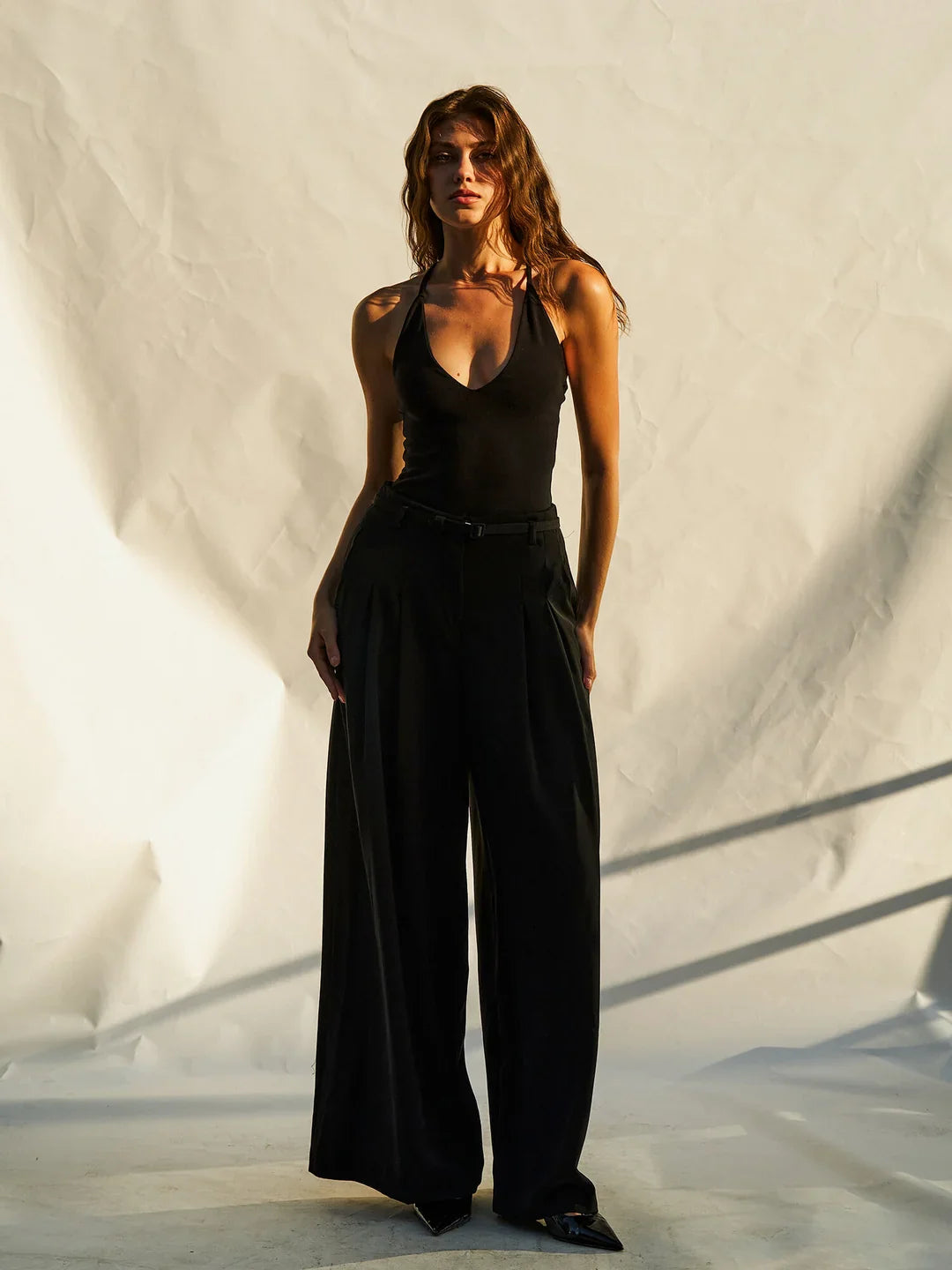 Lefon Cross-Back Black Top Body Suit