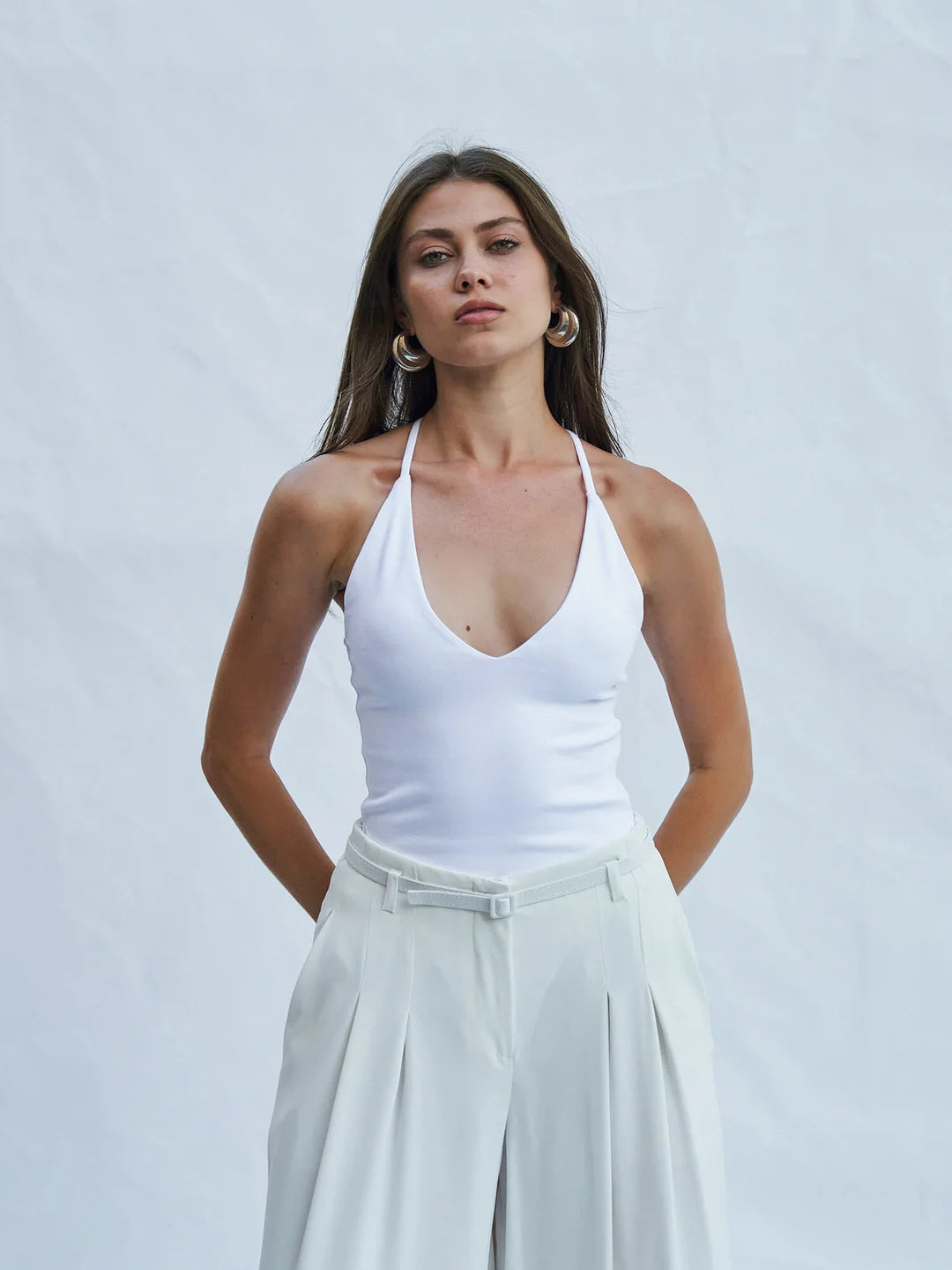 Lefon Cross-Back White Top Body Suit