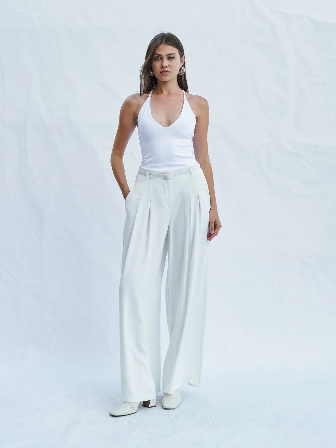 Lefon Cross-Back White Top Body Suit