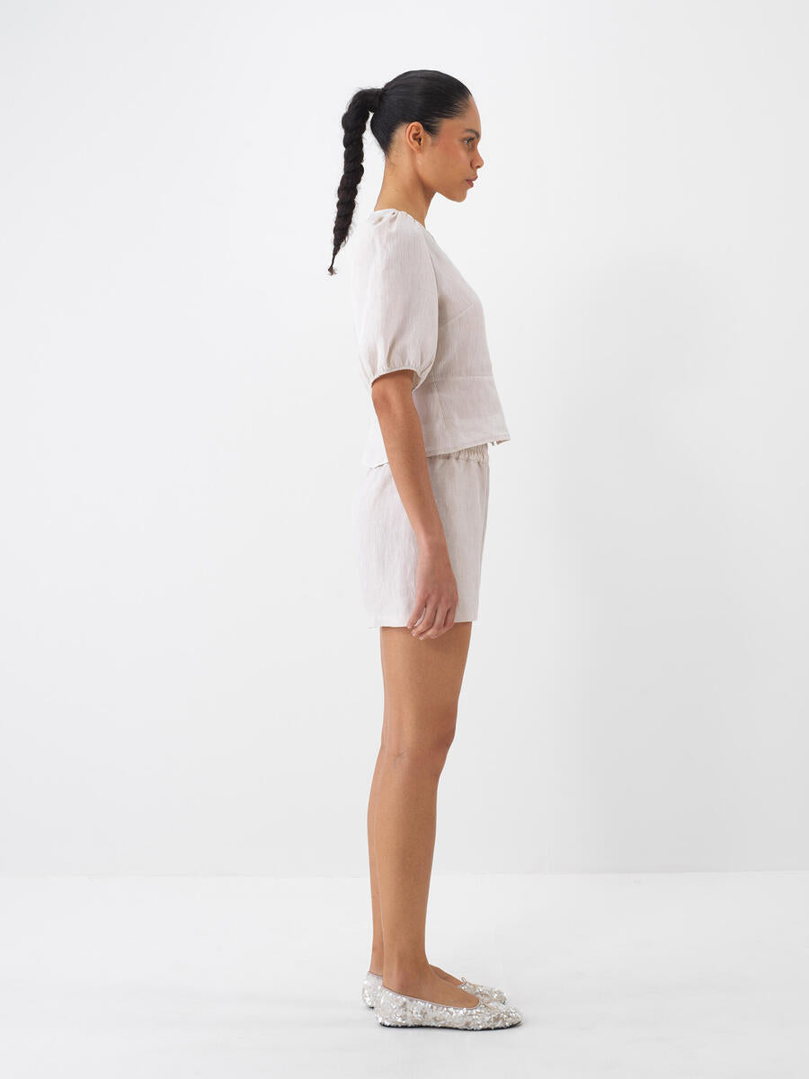 Xint Beige Regular Fit Linen Top