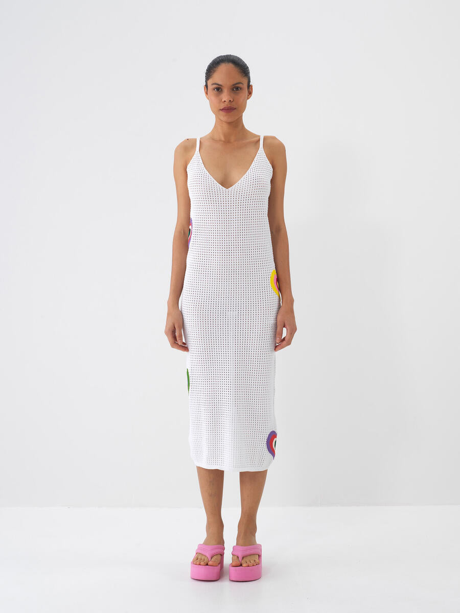 Xint White Dress With Hearts Design