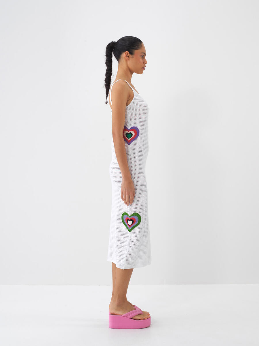 Xint White Dress With Hearts Design